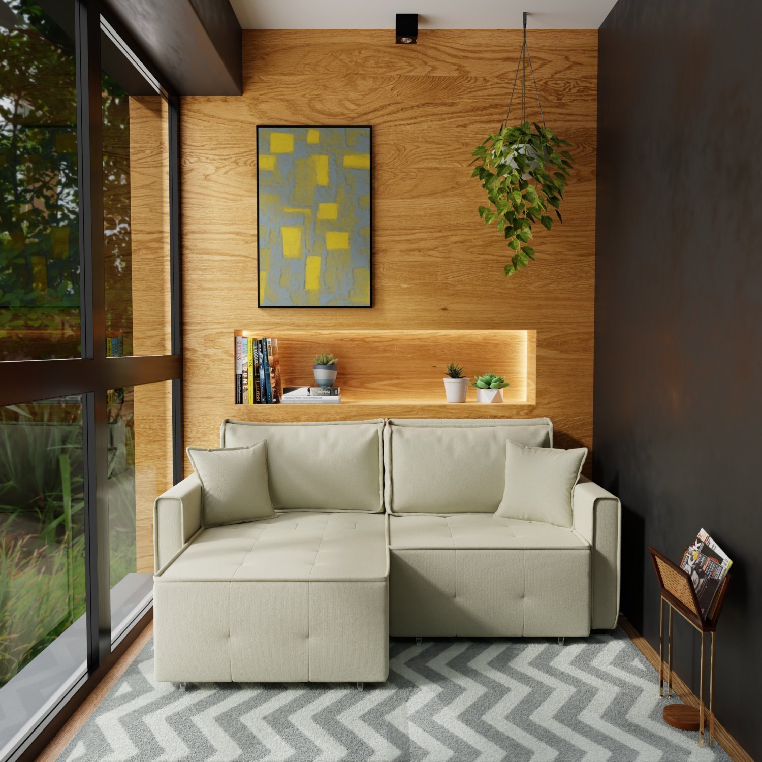 Sofá Cama Retrátil E Reclinável Onix 220 Cm Joli Capuccino