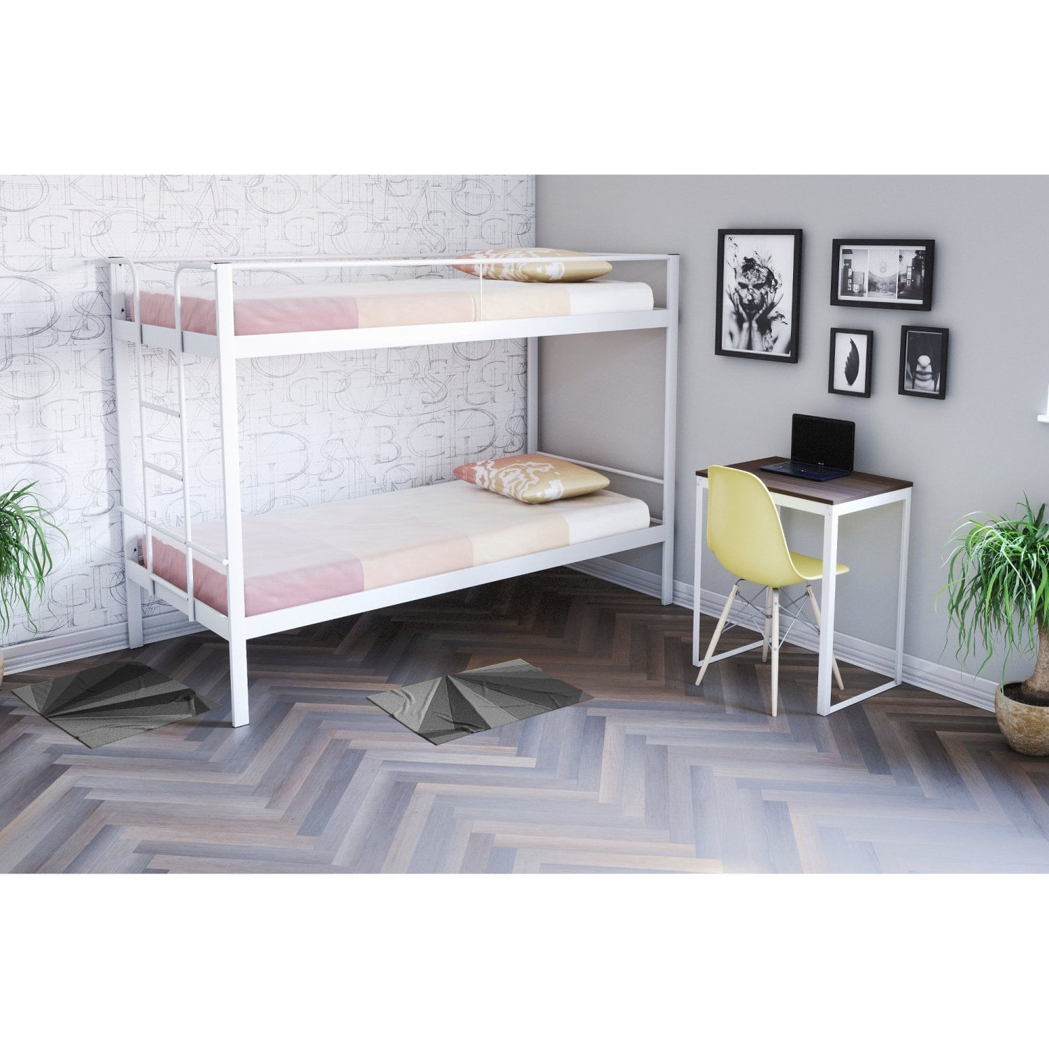 Conjunto Para Quarto 1 Beliche E 1 Escrivaninha 120x45cm Branco