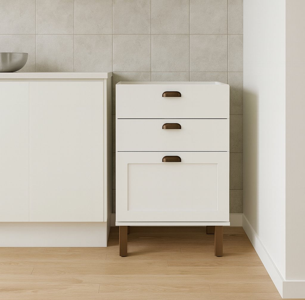 Balcão Para Cozinha 3 Gavetas Sem Tampo Iluminata Genialflex Branco Fosco