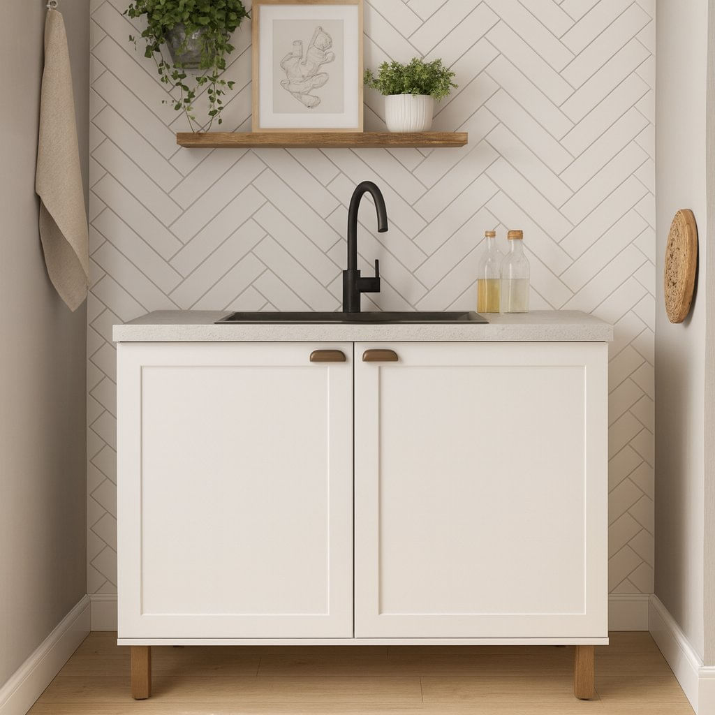 Balcão Para Cozinha 2 Portas Provençais Sem Tampo Iluminata Genialflex Branco Fosco