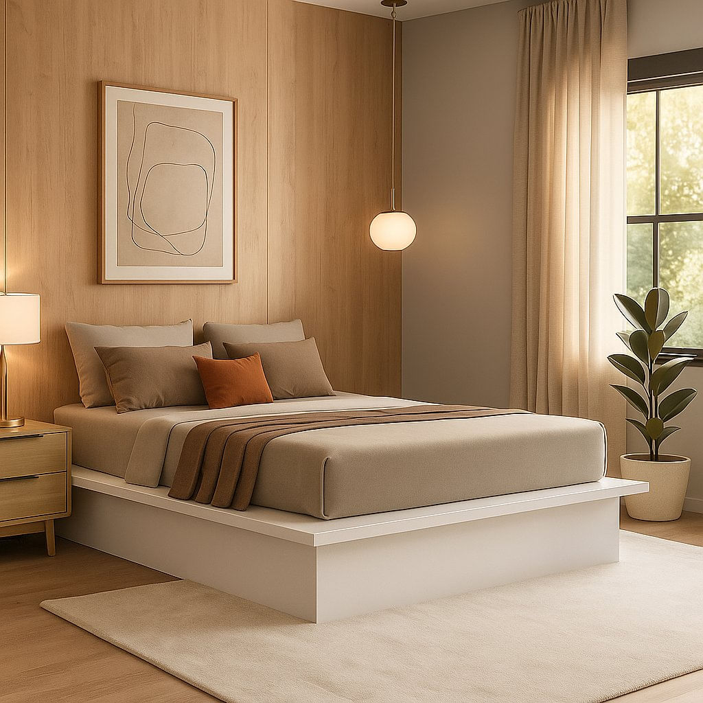 Cama Casal Queen Minimalista 160x200cm Oriental Foscarini Branco