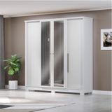 Guarda-roupa Casal 4 Portas 2 Gavetas Mônaco Com Espelho Branco/branco