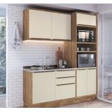 Cozinha Compacta 3 Peças 6 Portas Viena Freijó / Cinza Argila