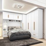 Quarto Modulado Casal Completo 4 Peças 5 Portas 4 Gavetas Com Maleiro Smart Plus Branco