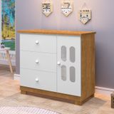 Cômoda Sapateira De Bebê 1 Porta 3 Gavetas Sophie Nature/branco