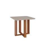 Mesa Para Sala De Jantar Quadrada Com Vidro 95cm Flora Cinamomo/off White