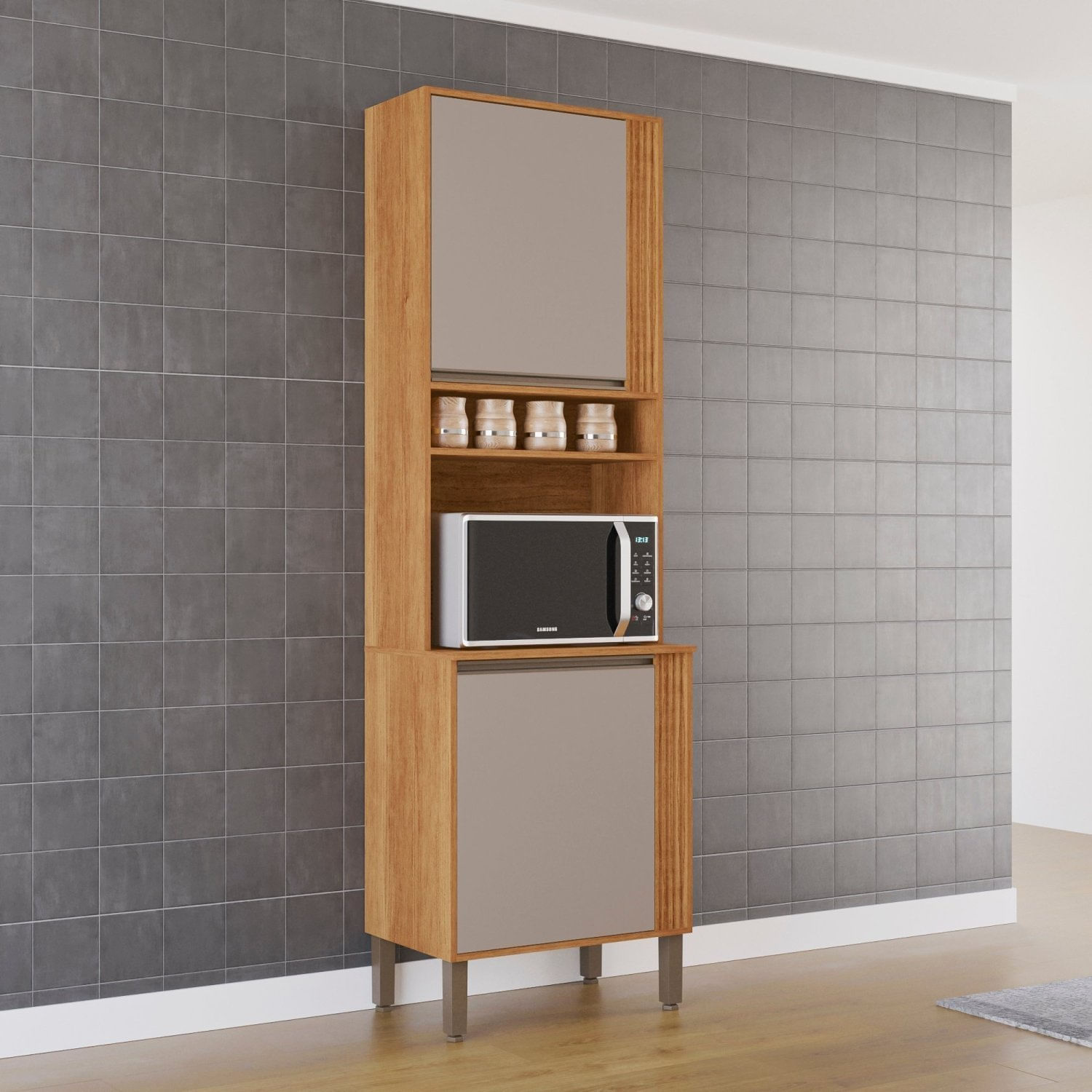 Armário Paneleiro Torre Quente Pérola Cinamomo/off White