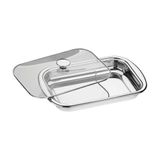 Assadeira Tramontina Cosmos Retangular 61315394 Inox Com Tampa De Vidro Inox 61315394