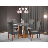 Mesa De Jantar Retangular Salin Com 4 Cadeiras Madeira Maciça Vegas Mel/grafite