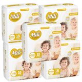 Fralda Descartável Mili Love &amp; Care 5 Pacotes Com 18 (total: 90 Fraldas) Xxxg - Grandinho