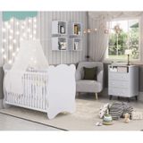 Quarto De Bebê Completo Com 1 Berço E 1 Comoda Pipoca Branco