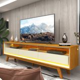Rack para TV até 75 polegadas com LED com pés Requinte 212cm Gelius Móveis Naturale/Off White