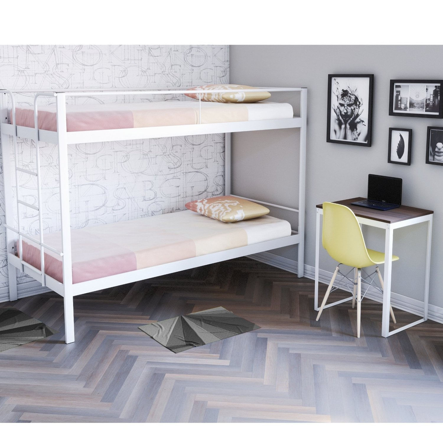 Conjunto Para Quarto 1 Beliche E 1 Escrivaninha Branco