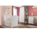Quarto De Bebê Completo Com 1 Berço Cama 1 Roupeiro 1 Cômoda Sol Fresno/branco