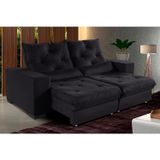 Sofá Retrátil Reclinável 4 Lugares 210cm Super Pillow Top Com Molas Ensacadas Isis Preto