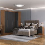 Guarda-roupa Modulado Viena 5 Portas 8 Gavetas 5 Peças Espresso Móveis Nogal/grafite