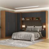 Guarda-roupa Modulado Viena 10 Portas 8 Gavetas 7 Peças Espresso Móveis Nogal/grafite