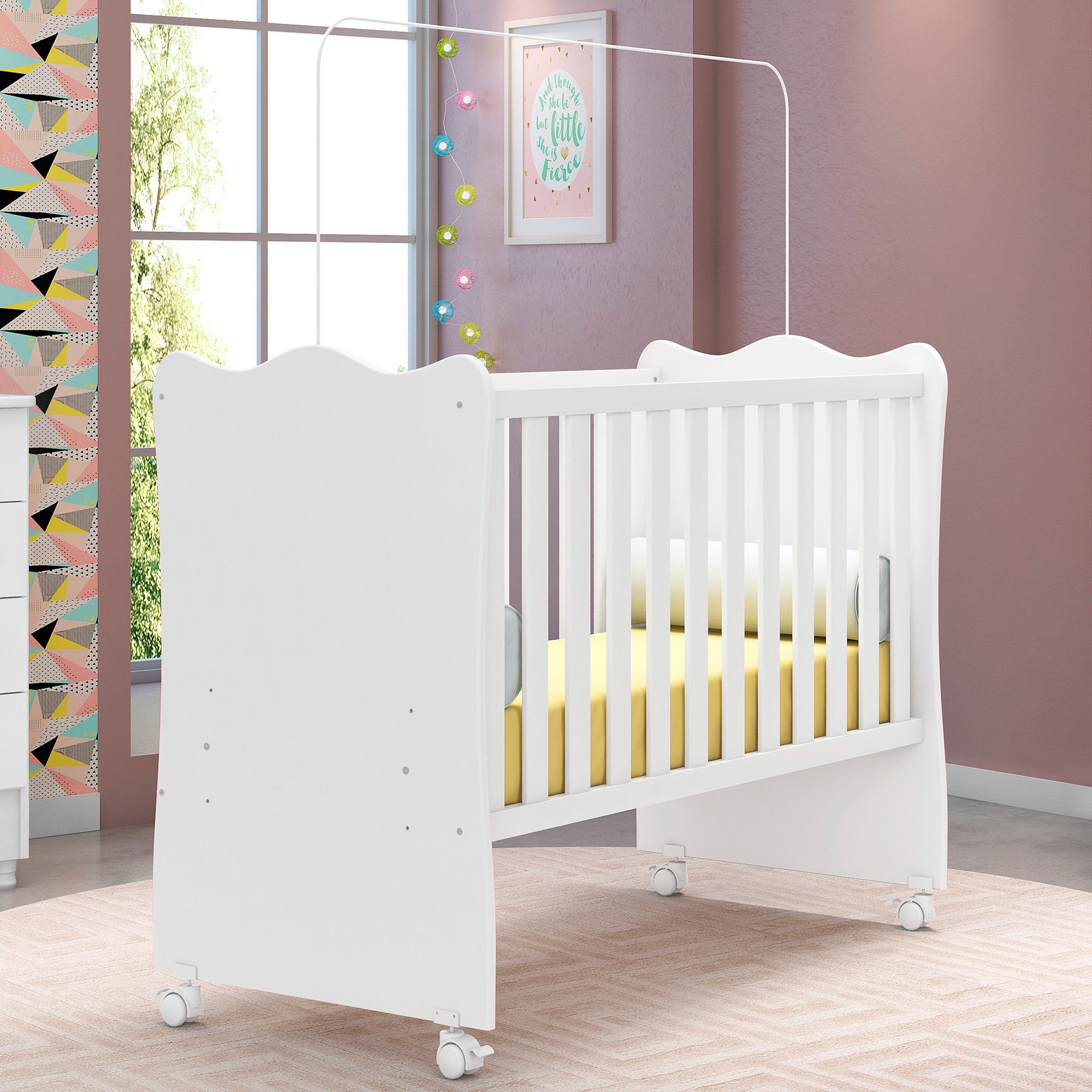 Berço Com Suporte Para Mosquiteiro Doce Sonho Branco