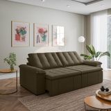 Sofá Cama Retrátil E Reclinável 4 Lugares 280cm Em Veludo Com Molas Palmeira Cabecasa Madeiramadeira Grafite