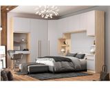 Quarto Modulado 2 Guarda Roupas 2 Mesas De Cabeceira 2 Módulos San Diego Aveiro Oak/cinza Urbano