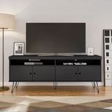 Rack Para Tv Até 60 Polegadas 4 Portas Pés De Metal Liberty Preto