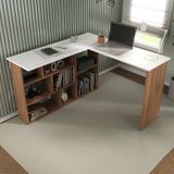 Mesa De Escritório Em L 8 Nichos Montecello Yescasa Nogal/branco
