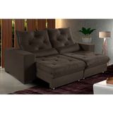 Sofá Retrátil Reclinável 4 Lugares 210cm Super Pillow Top Com Molas Ensacadas Isis Café