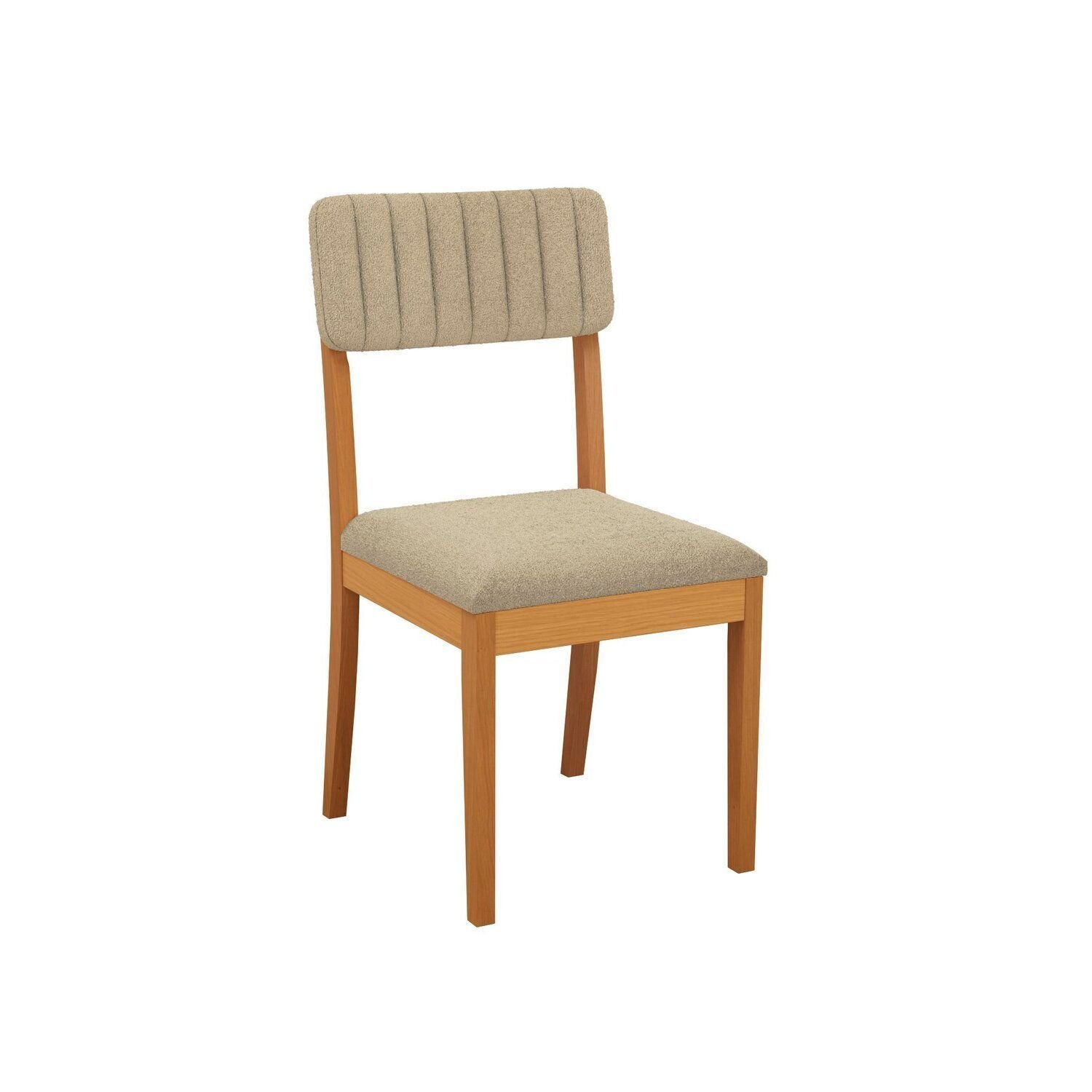 Conjunto 2 Cadeiras Estofadas Telma Madeira Maciça Bege