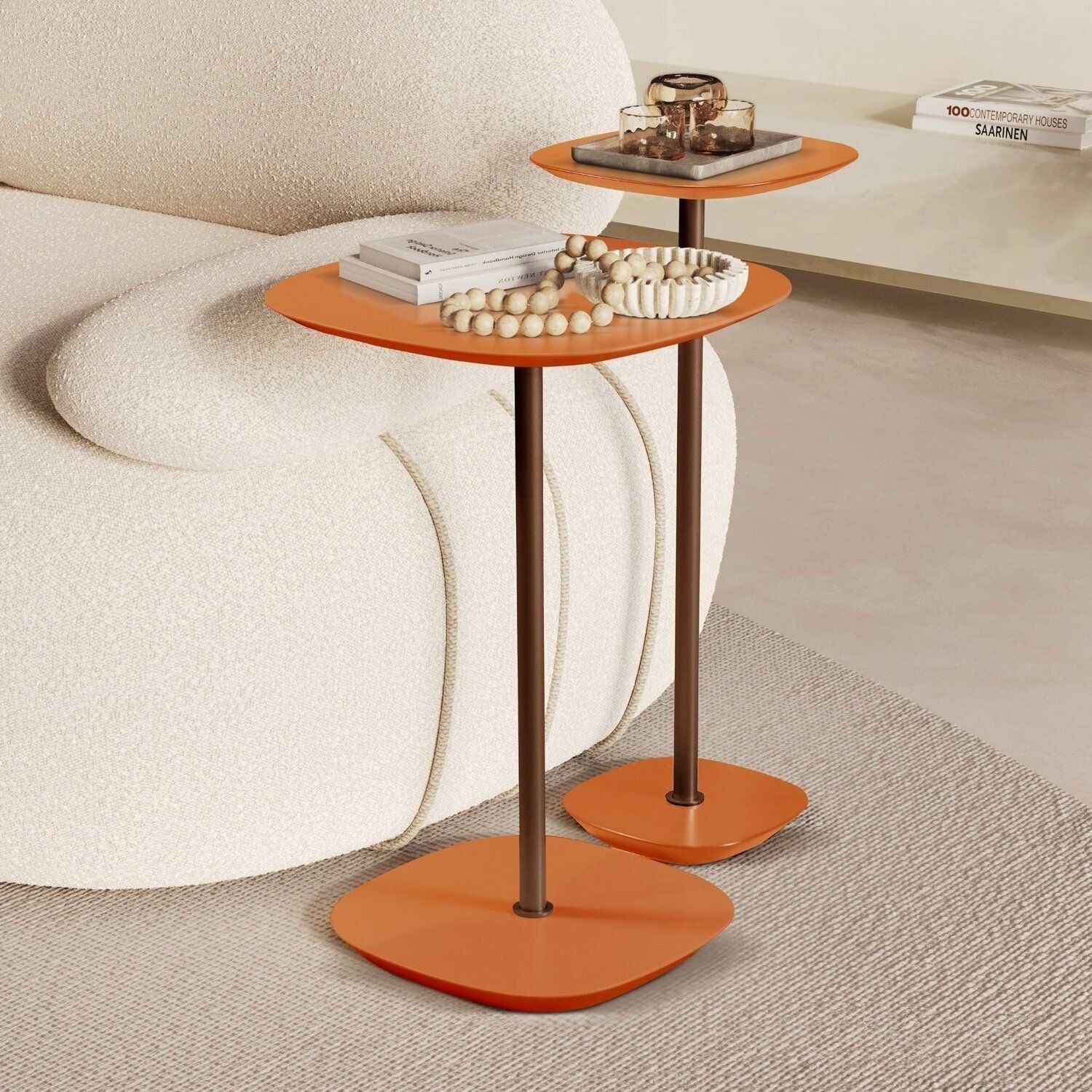 Conjunto Mesa Lateral Florença Alta E Baixa - Lf 049 Terracota/café