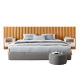 Cabeceira Ripada Maracá King Com 2 Mesas De Cabeceira Buriti Offwhite