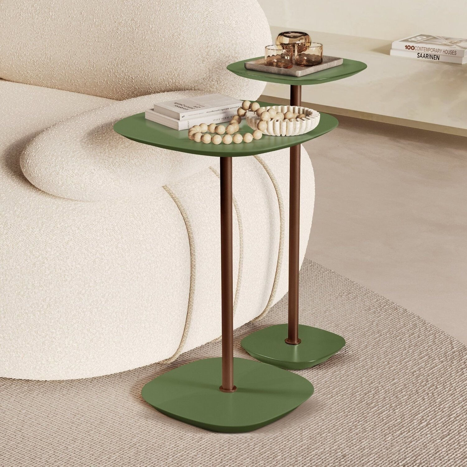 Conjunto Mesa Lateral Florença Alta E Baixa - Lf 049 Verde/café