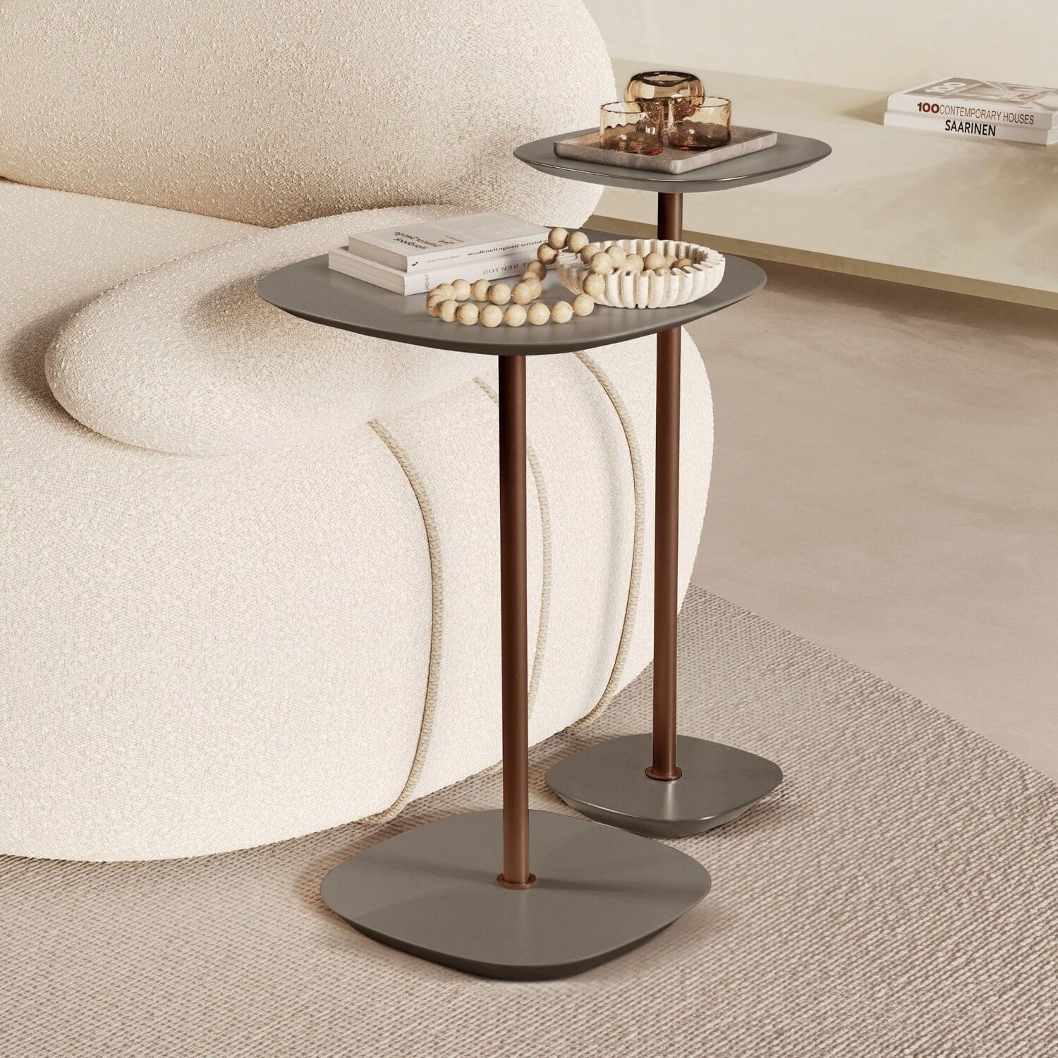 Conjunto Mesa Lateral Florença Alta E Baixa - Lf 049 Concreto/café