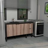 Balcão De Cozinha Para Pia 150cm 3 Portas 2 Gavetas Tamarindo/preto