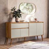 Aparador Buffet 4 Portas 1 Gaveta Retrô Ravi Nature/ Off White