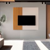 Painel Para Tv Até 58 Polegadas Ripado 140cm Boto Off White/nature