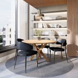 Conjunto Sala De Jantar Mesa Lisboa Madeira Maciça Com 4 Cadeiras Bless Marrom/preto
