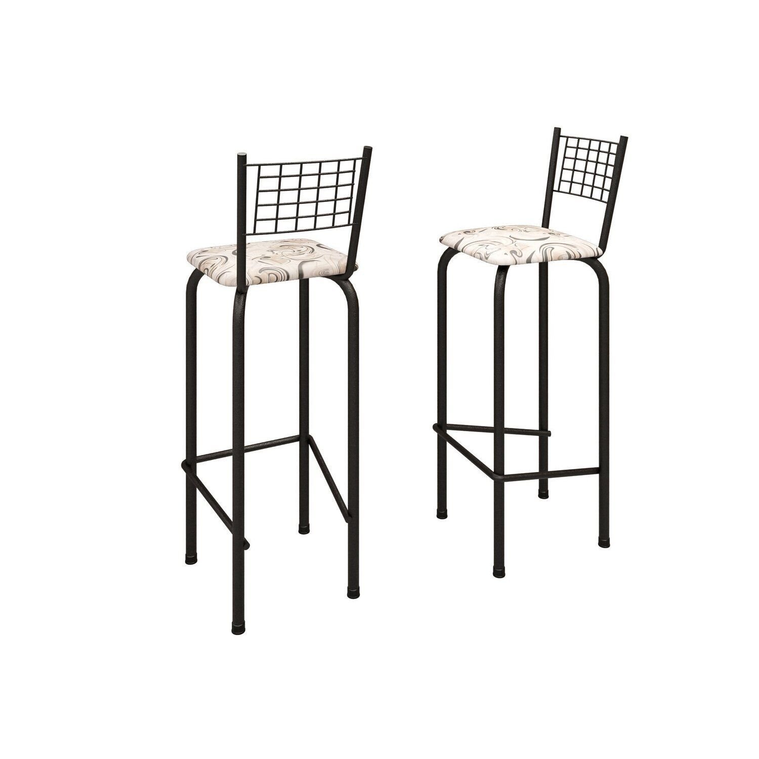 Kit Com 2 Banquetas Tubular Iza 96x36x41 Cm Preto