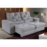 Sofá Retrátil Reclinável 3 Lugares 180cm Super Pillow Top Com Molas Ensacadas Isis Cinza