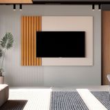 Painel Para Tv Até 70 Polegadas Ripado 180cm Boto Off White/nature