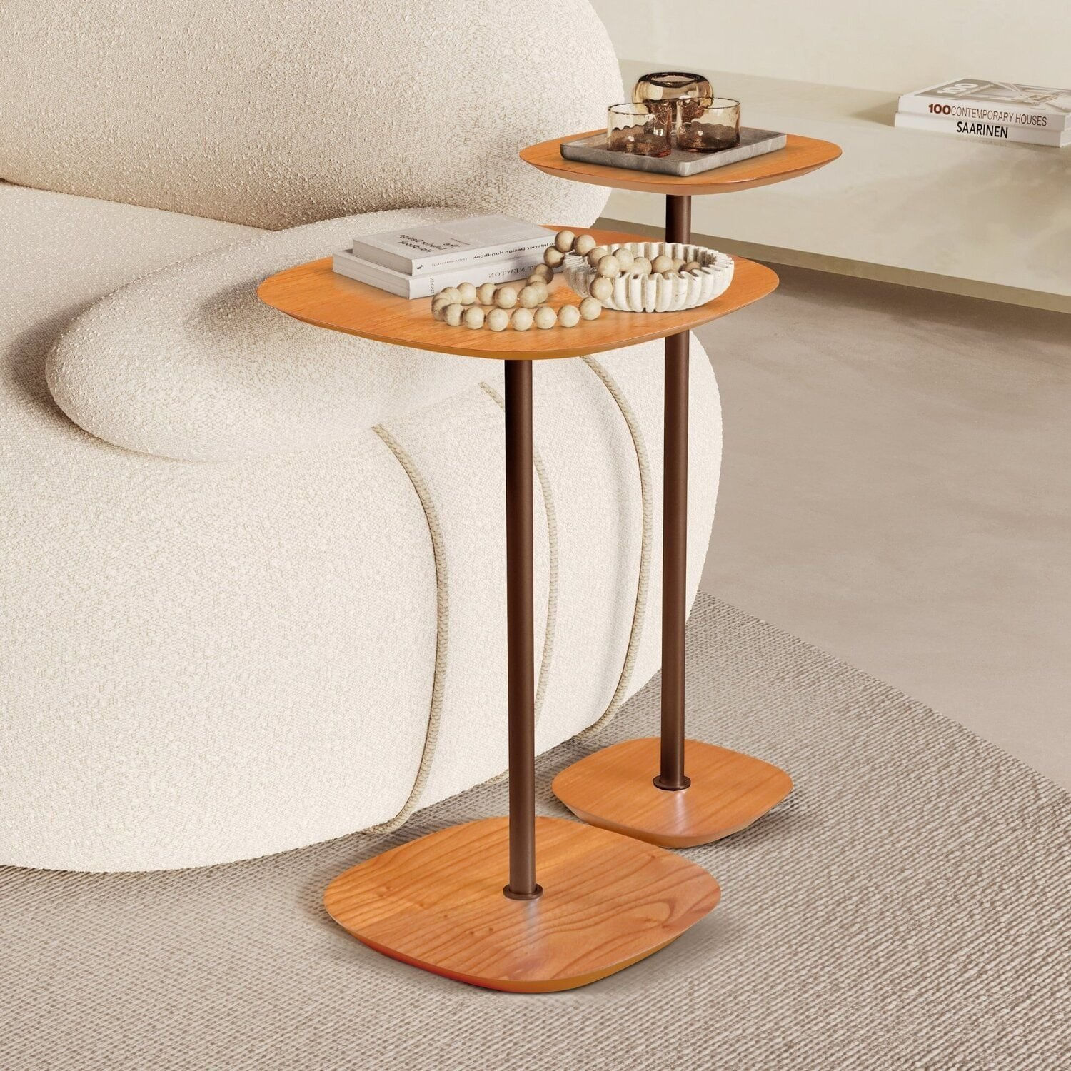 Conjunto Mesa Lateral Florença Alta E Baixa - Lf 049 Cinamomo/café