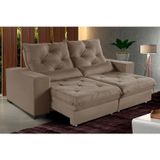 Sofá Retrátil Reclinável 4 Lugares 210cm Super Pillow Top Com Molas Ensacadas Isis Castor
