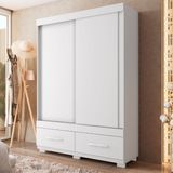 Guarda-roupa Solteiro 2 Portas De Correr 2 Gavetas Sereno Branco