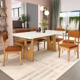 Conjunto Mesa Mila Com 6 Cadeiras Em Madeira Maciça Terracota