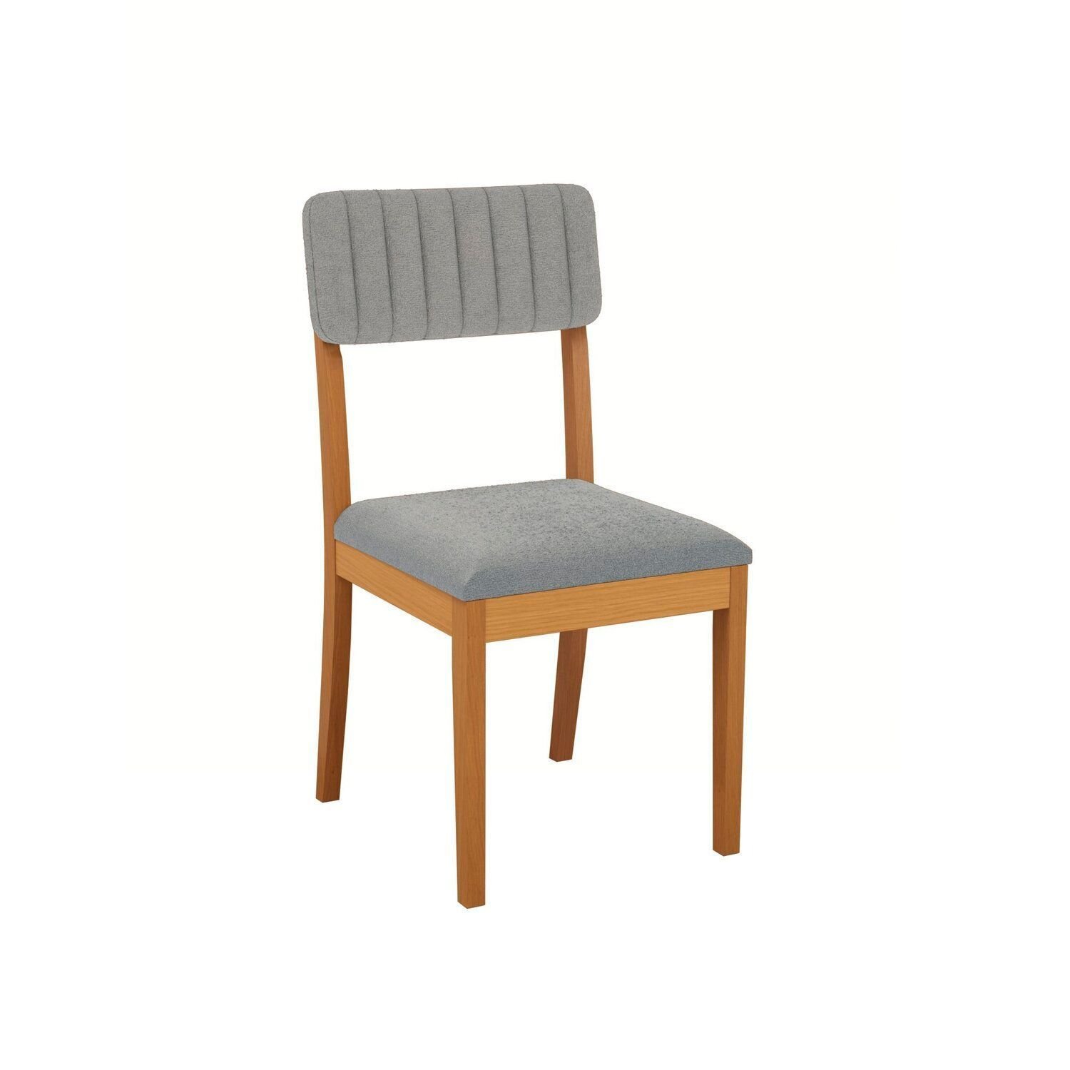 Conjunto 2 Cadeiras Estofadas Telma Madeira Maciça Cinza