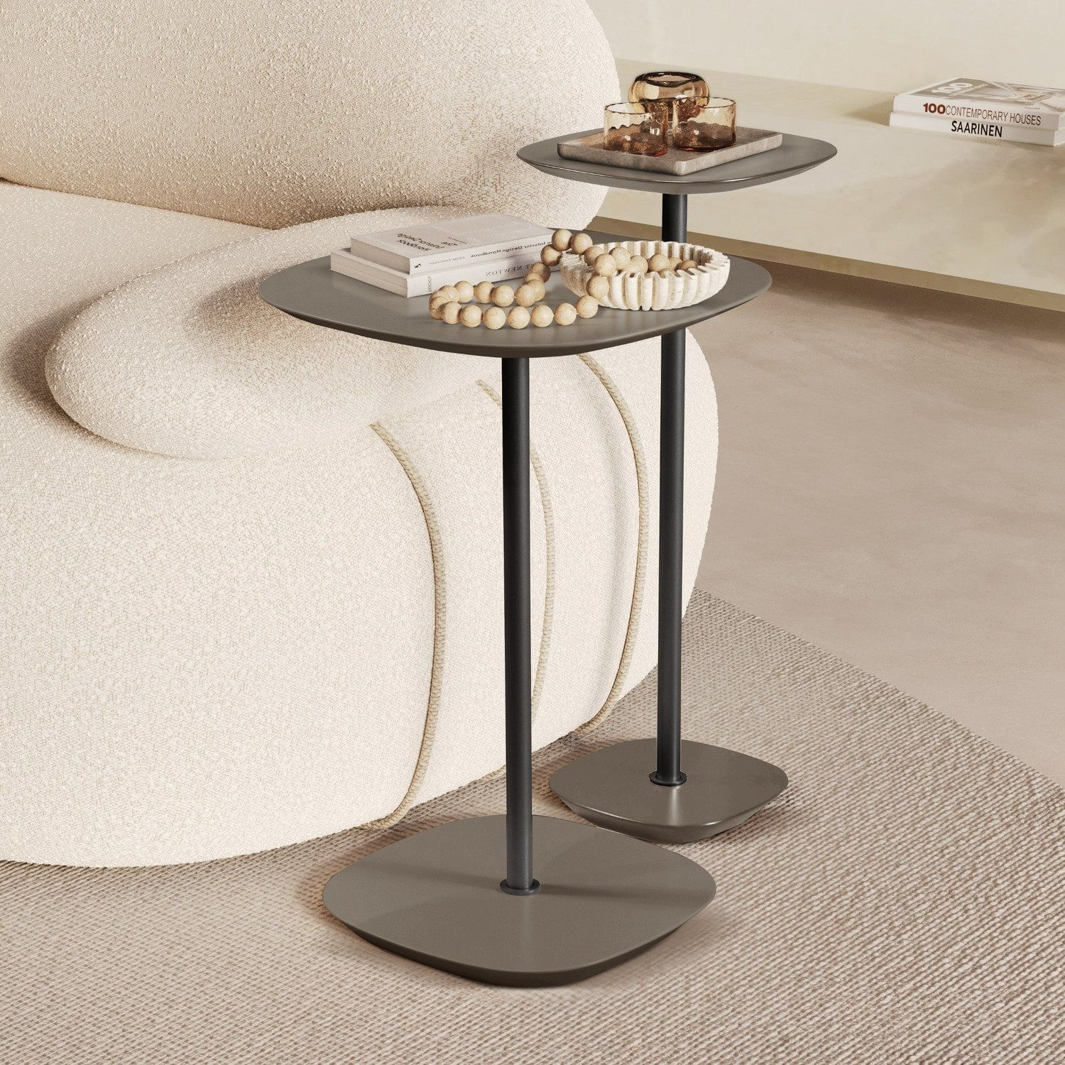 Conjunto Mesa Lateral Florença Alta E Baixa - Lf 049 Concreto/preto