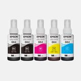 Kit 5x Tinta Epson Original T664 2x Pretos 3x Coloridos 664 L395 L380 L375 L220 L455 - Refil