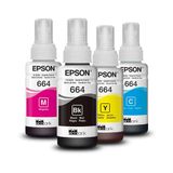 Kit Tinta Epson Original T664 4 Cores 664 - Refil L395 L380 L375 L220 L455