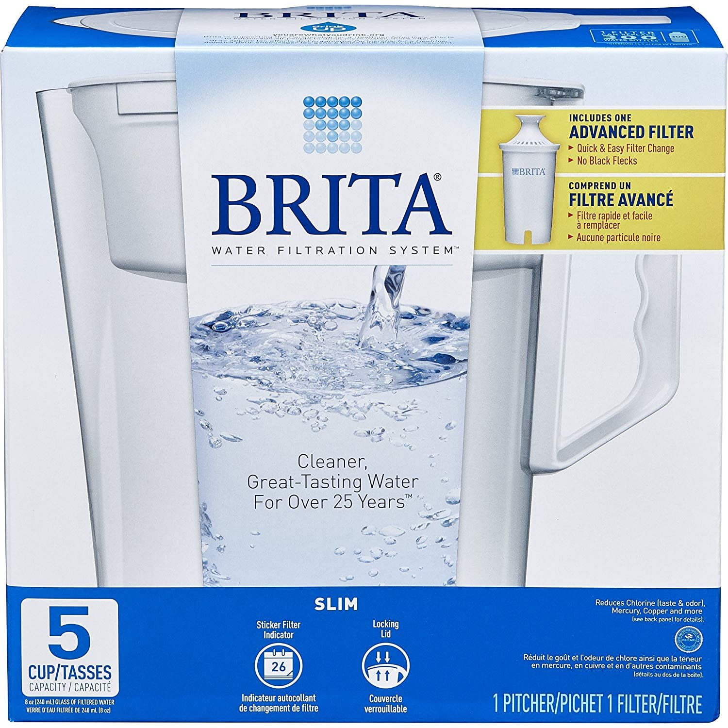 Jarro De Água Brita Slim 1,2 L Com Filtro Avançado - Branco