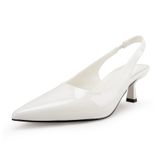 Sapatos Heelchic Metallic Pumps Slingback Femininos Brancos Tamanho 8