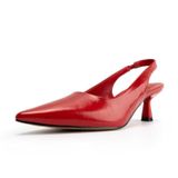 Sapatos Heelchic Metallic Pumps Slingback Kitten Heels Red Women